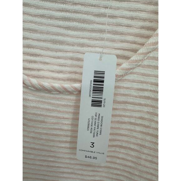 Chico's Shirt Women XL Shadow Stripe Mixed Tunic Knit Pattern Cottage Rose NWT - Picture 7 of 8
